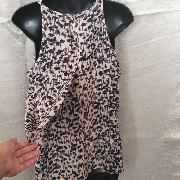 Banana Republic Pink & Navy Blue Double Layer Sleeveless Blouse SIZE: PETITE M - Picture 6 of 12